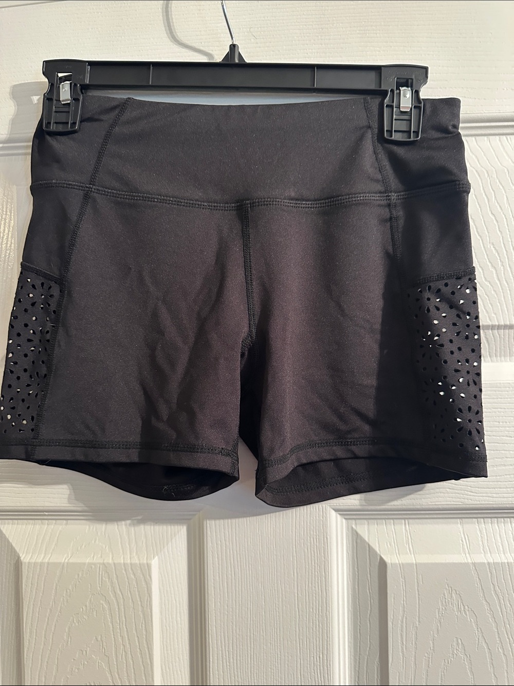 Betsey Johnson Black Laser-Cut Athletic Shorts